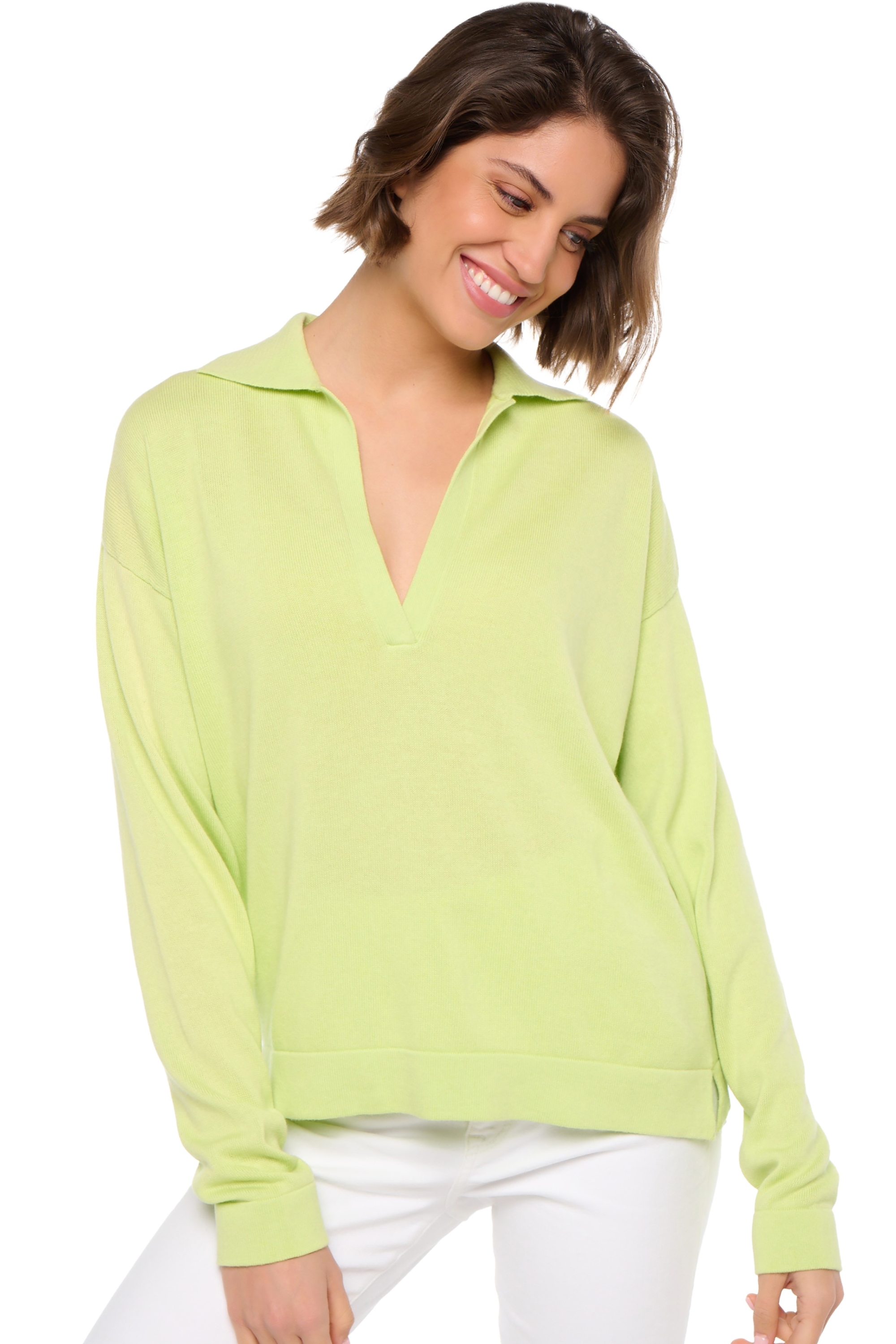 Cashmere & Cotton ladies solene keylime xs